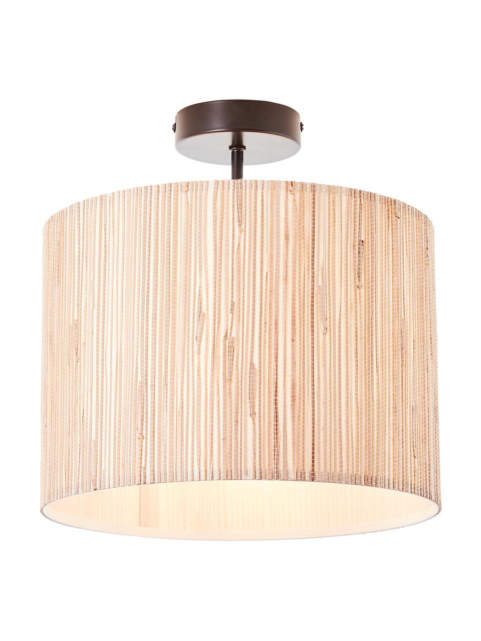 Lampada da soffitto piccola in fibra naturale Wimea, Paralume: alghe, Struttura: metallo, rivestito, Beige, Ø 30 x Alt. 32 cm