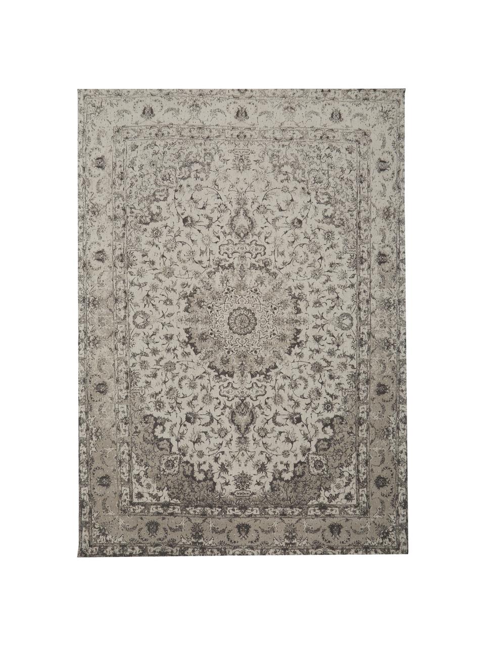 Alfombra artesanal de chenilla Sofia, estilo vintage, Parte superior: 95% algodón, 5% poliéster, Reverso: 100% algodón, Beige, gris, An 160 x L 230 cm(Tamaño M)