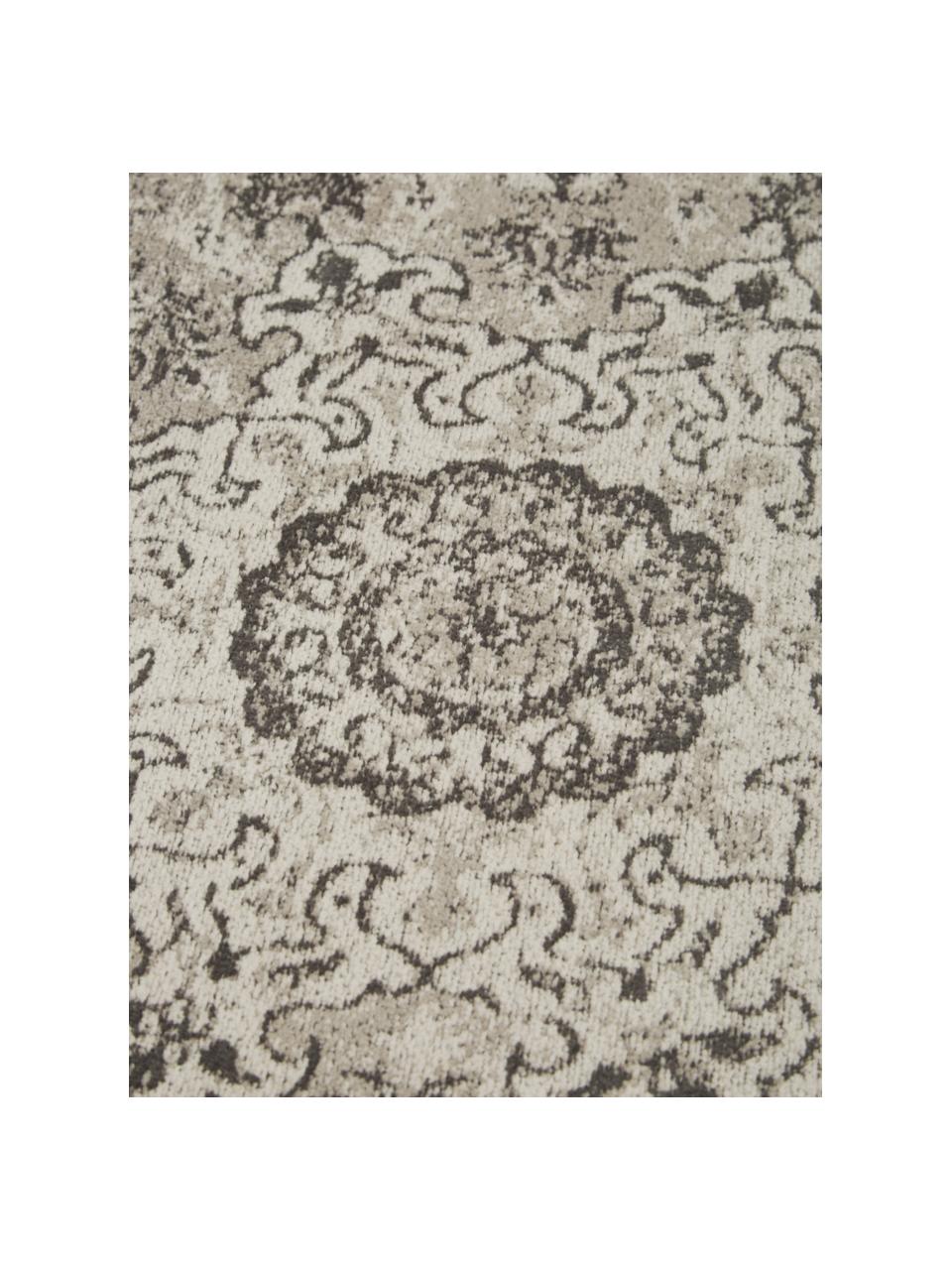 Vintage chenille vloerkleed Sofia in beige-grijs, handgeweven, Bovenzijde: 95% katoen, 5% polyester, Onderzijde: 100% katoen, Beige, grijs, B 160 x L 230 cm (maat M)