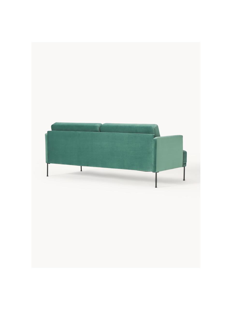 Samt-Sofa Fluente (3-Sitzer), Bezug: Samt (Hochwertiger Polyes, Gestell: Massives Kiefernholz, Samt Petrol, B 196 x T 85 cm