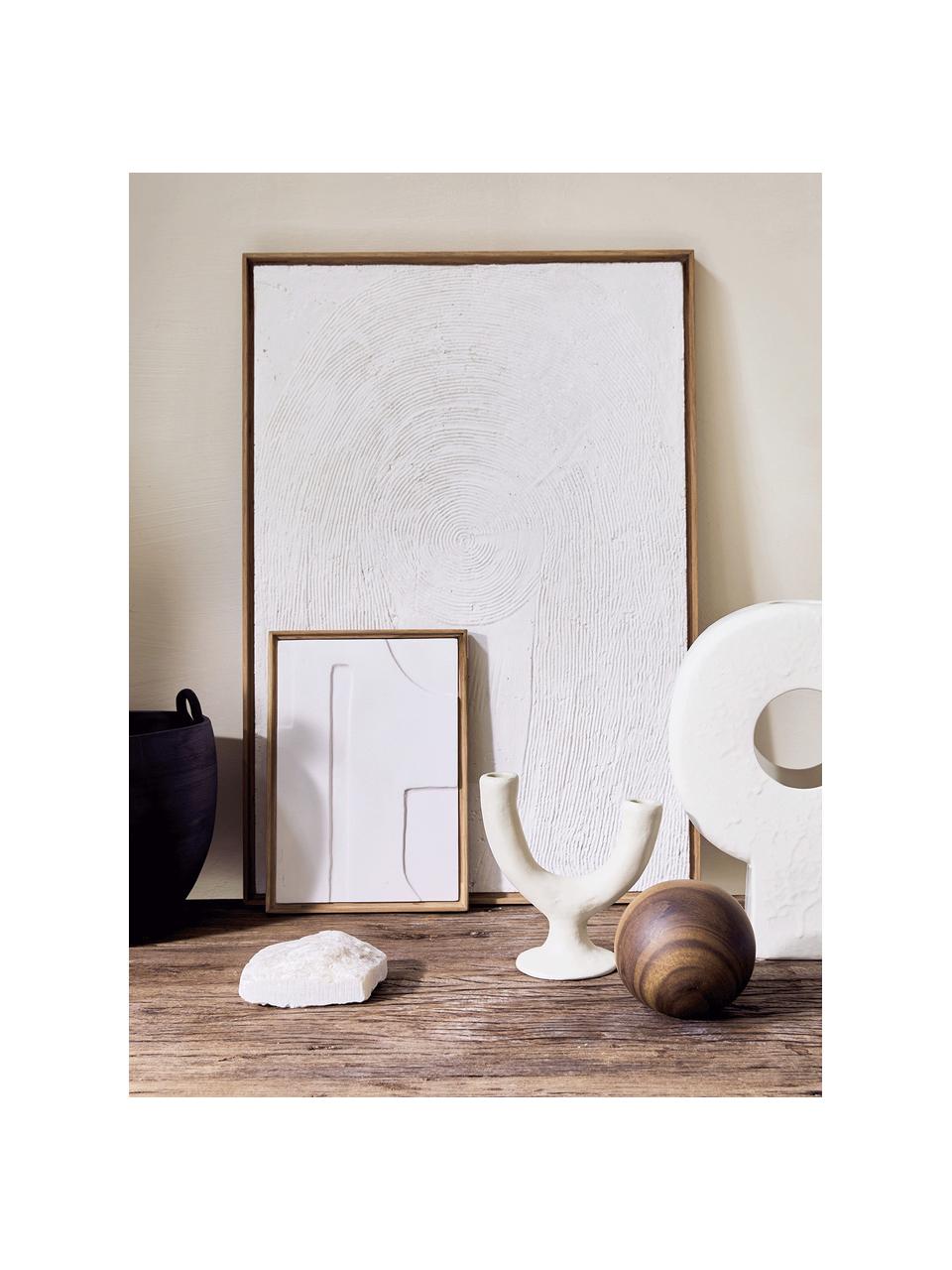 Decorazione da parete in cartapesta Graphic Geo, Struttura: legno di quercia, Legno chiaro, bianco crema, Larg. 21 x Alt. 29 cm