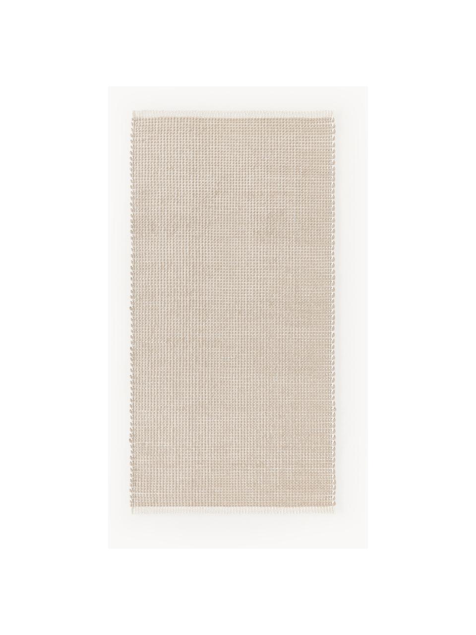 Handgeweven wollen vloerkleed Amaro, Onderzijde: 100% katoen Het in dit pr, Lichtbeige, crèmewit, B 80 x L 150 cm (maat XS)