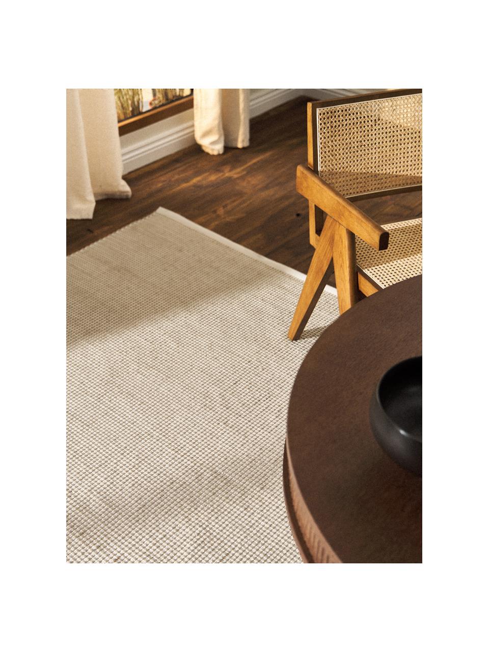 Handgewebter Wollteppich Amaro, Flor: 67 % Wolle, 33 % Baumwoll, Hellbeige, B 80 x L 150 cm (Grösse XS)