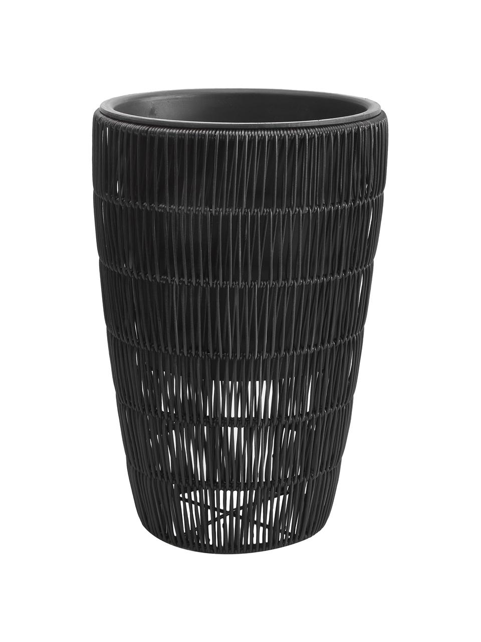 Set 3 cestini per piante in rattan Lucian, Rattan, Nero, Set in varie misure