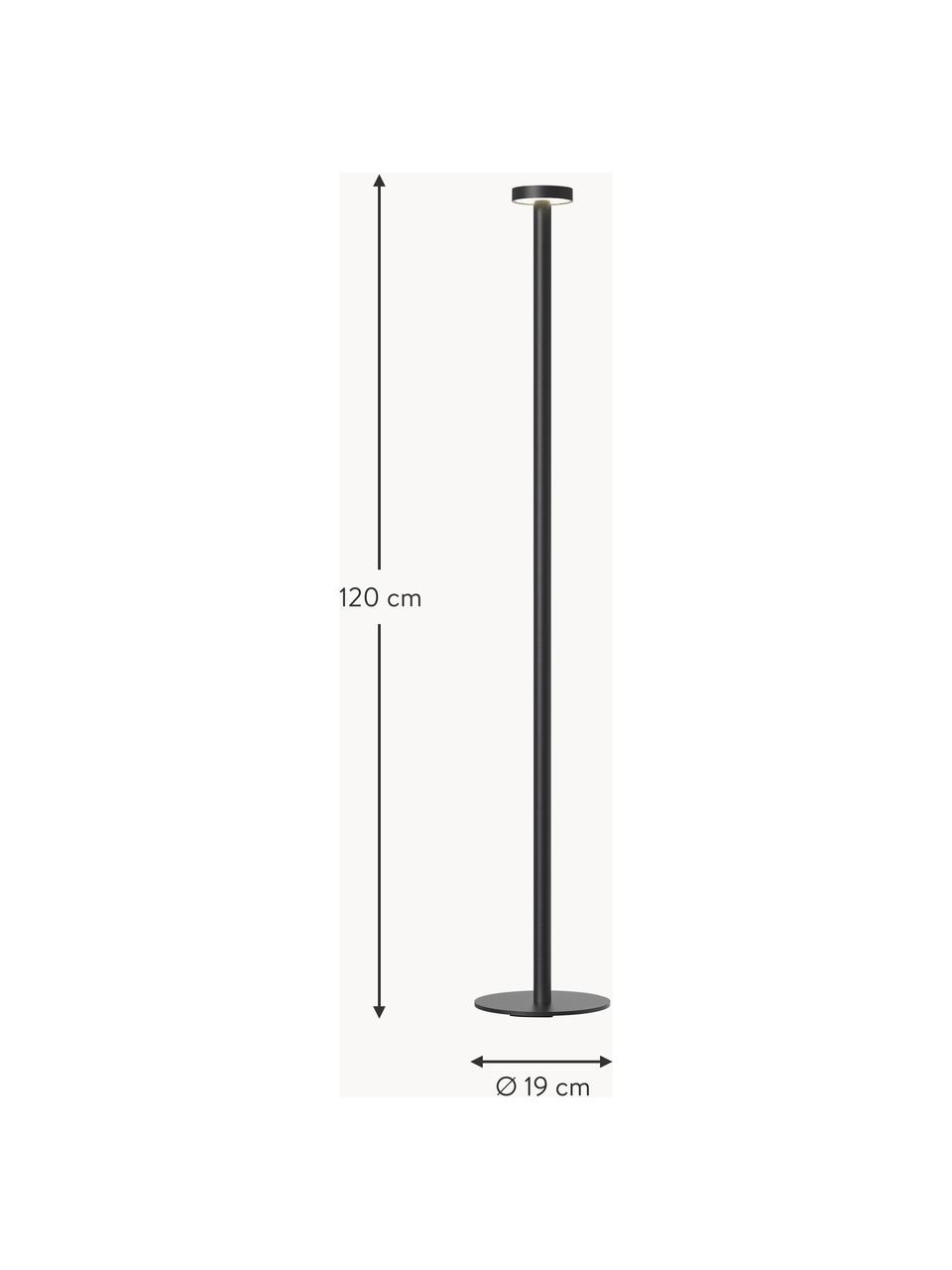 Dimbare LED outdoor vloerlamp Boro, Lamp: gecoat aluminium, Zwart, H 120 cm