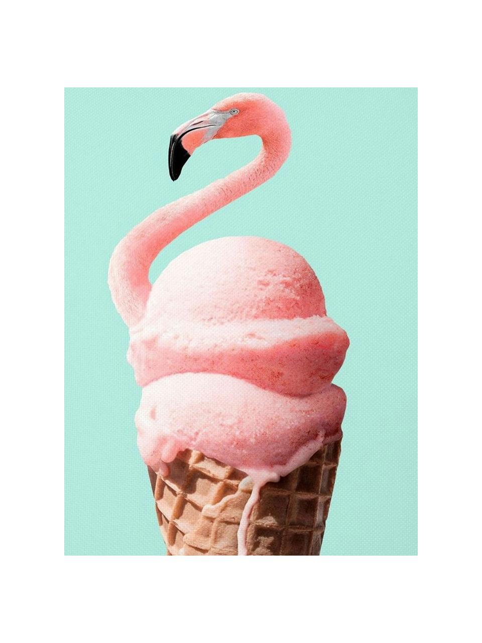 Housse de coussin avec impression Flamingo, Turquoise, rose, beige, noir