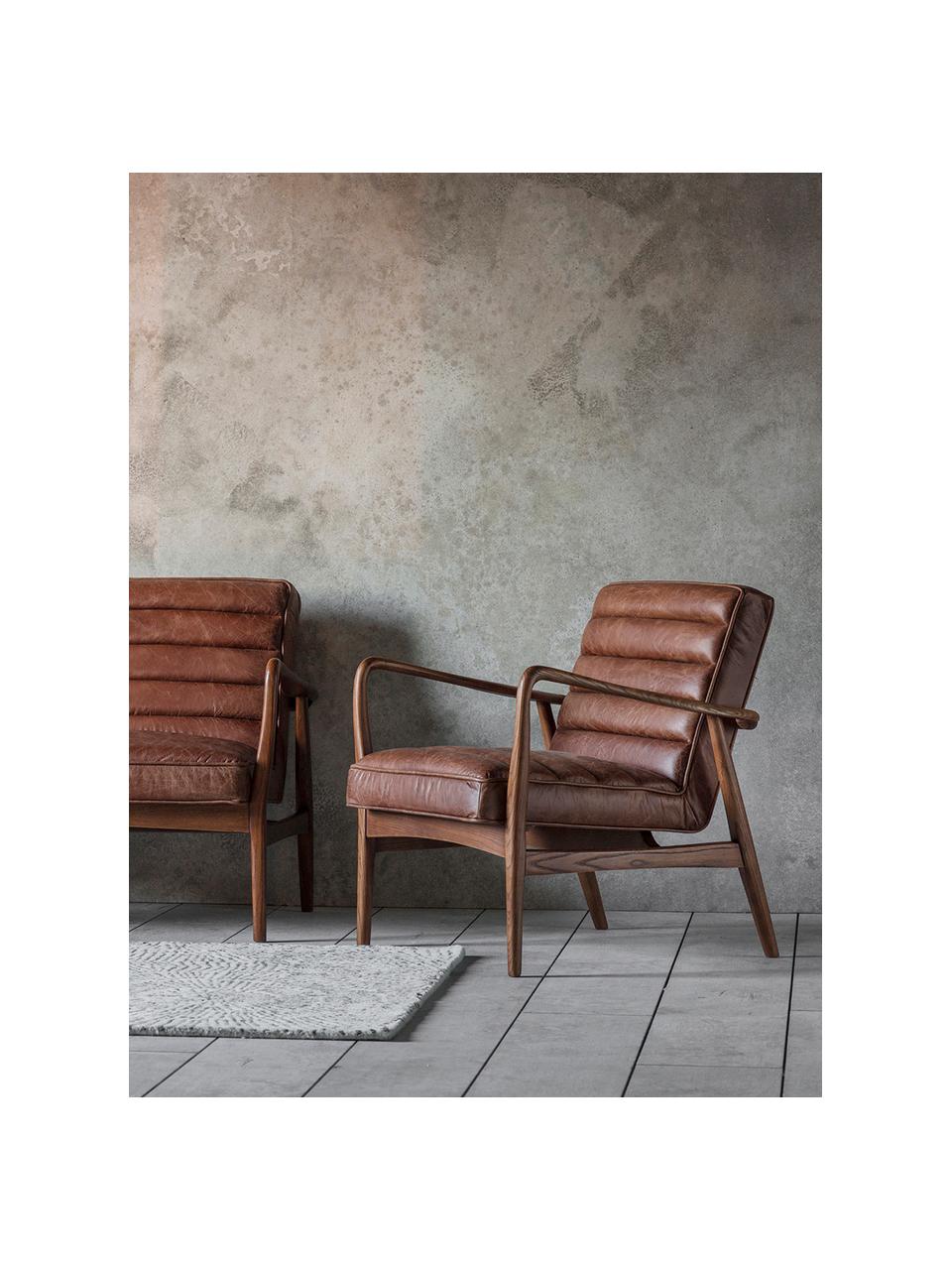 Fauteuil lounge en cuir Datsun, Brun, larg. 70 x prof. 74 cm