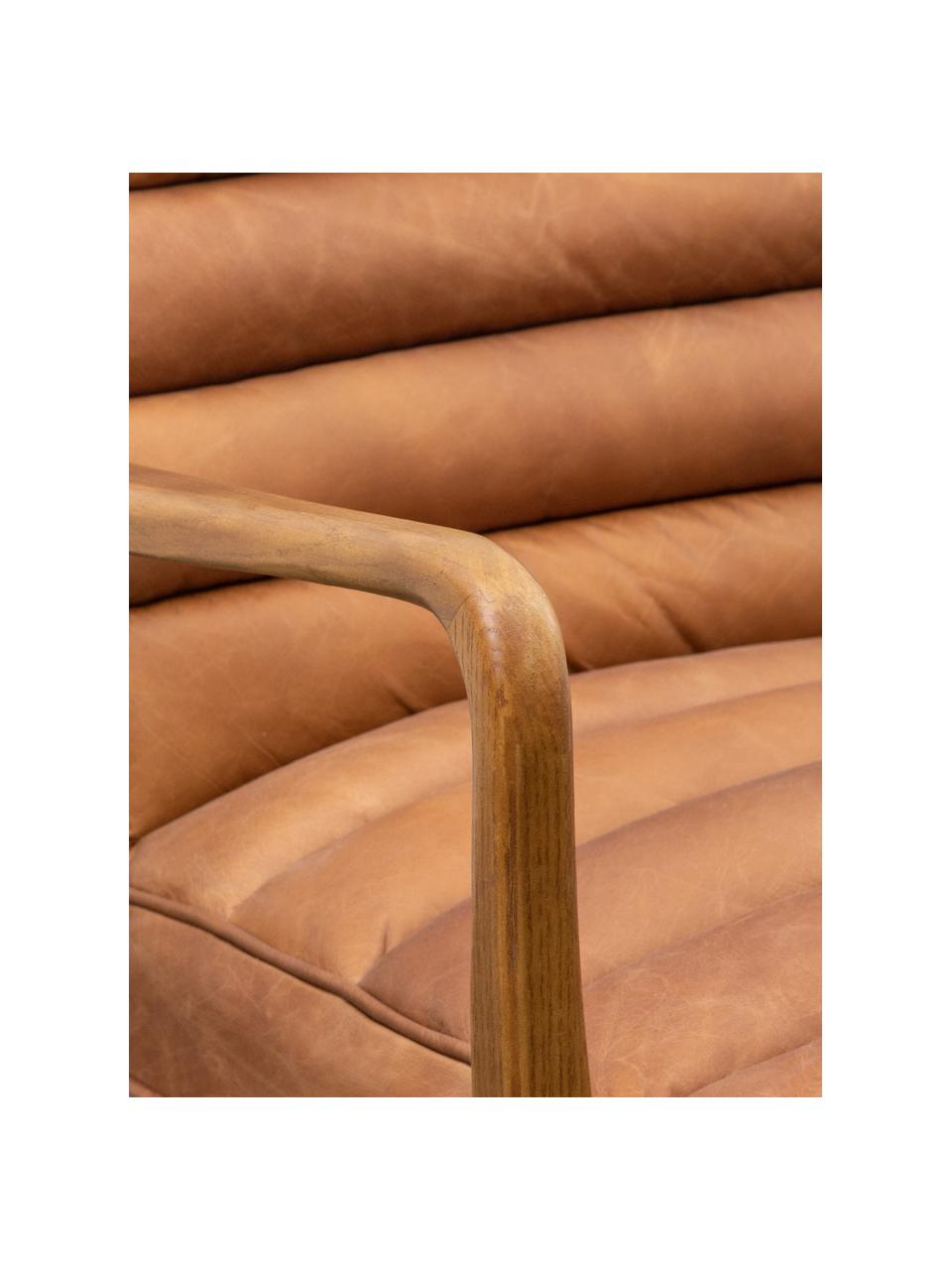 Sillón de cuero Datsun, Tapizado: cuero granulado, Estructura: madera de fresno, Marrón, An 70 x F 74 cm
