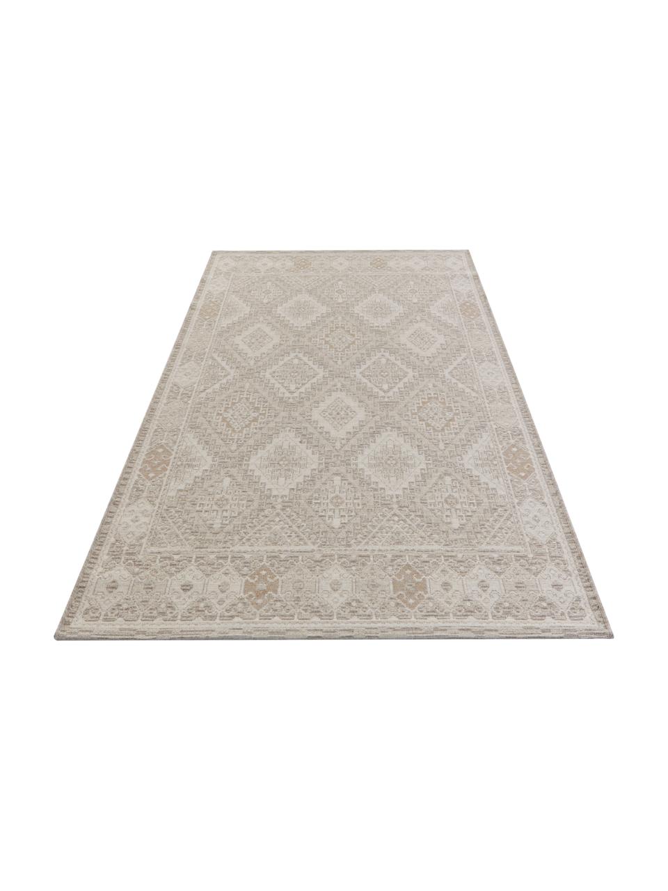 Vloerkleed Lina met ethnopatroon in beige/grijs, 48% jute, 43% wol, 9% viscose, Beige, grijs, B 160 x L 230 cm (maat M)