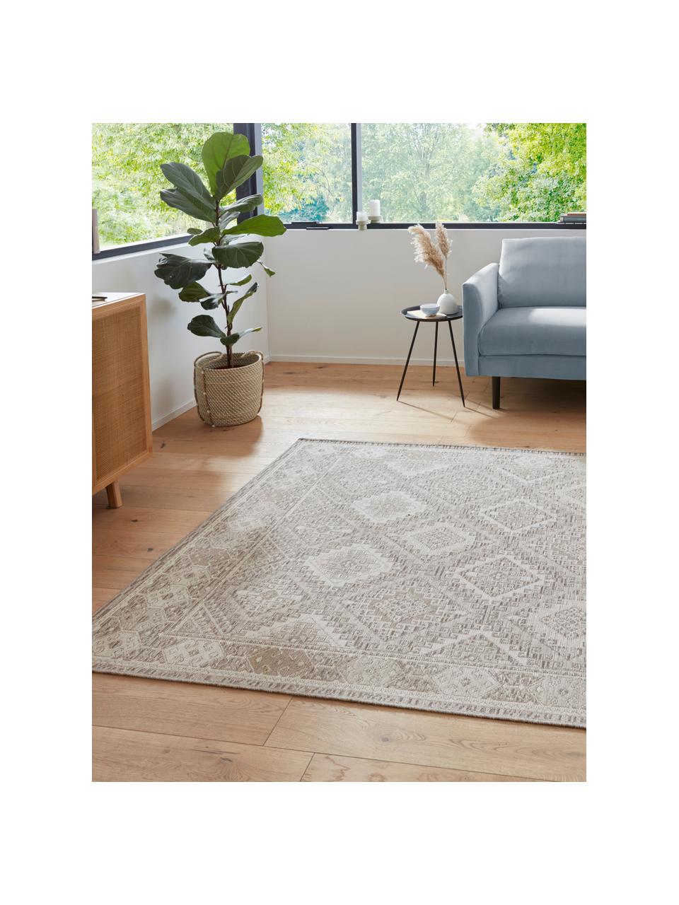 Vloerkleed Lina met ethnopatroon in beige/grijs, 48% jute, 43% wol, 9% viscose, Beige, grijs, B 160 x L 230 cm (maat M)