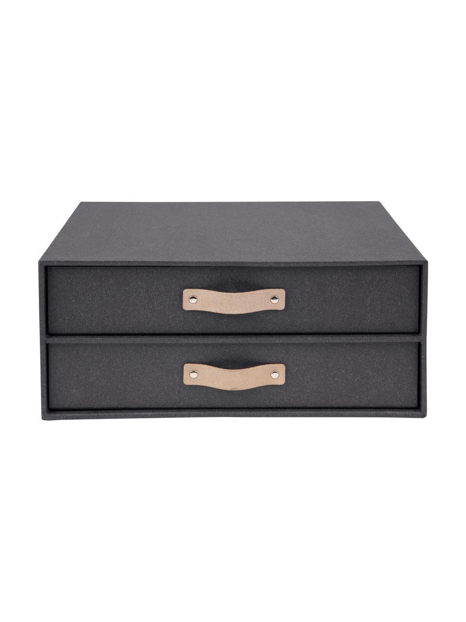 Organizador de escritorio Birger II, Caja: cartón macizo, estampado , Asa: cuero, Negro, beige, An 33 x Al 14 cm