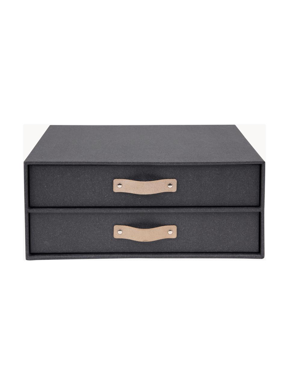 Organizador de escritorio Birger, Caja: canvas, cartón macizo, Asa: cuero, Gris antracita, beige, L 33 x An 25 cm