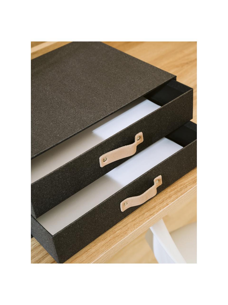 Organizador de escritorio Birger, Caja: canvas, cartón macizo, Asa: cuero, Gris antracita, beige, L 33 x An 25 cm