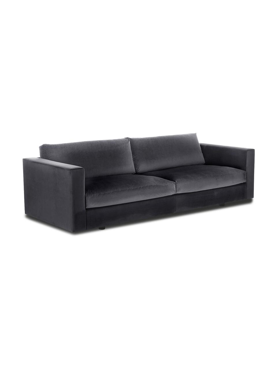 Sofa z aksamitu Balmira (3-osobowa), Tapicerka: aksamit (poliester) 100 0, Nogi: lite drewno brzozowe, lak, Aksamitny ciemny szary, S 240 x G 96 cm