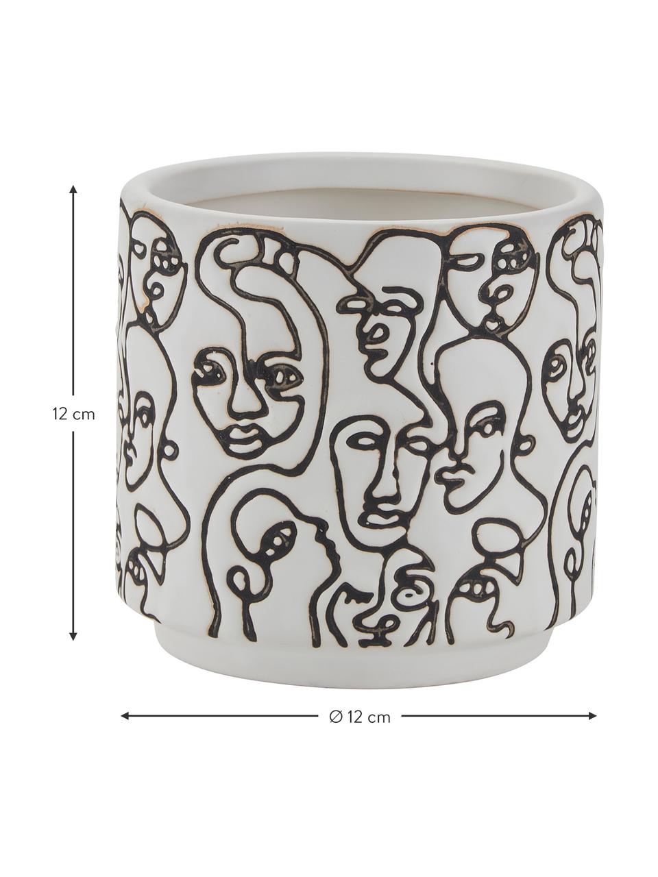 Malý obal na květináč Face Artwork, Keramika, Bílá, černá, Ø 12 cm, V 12 cm