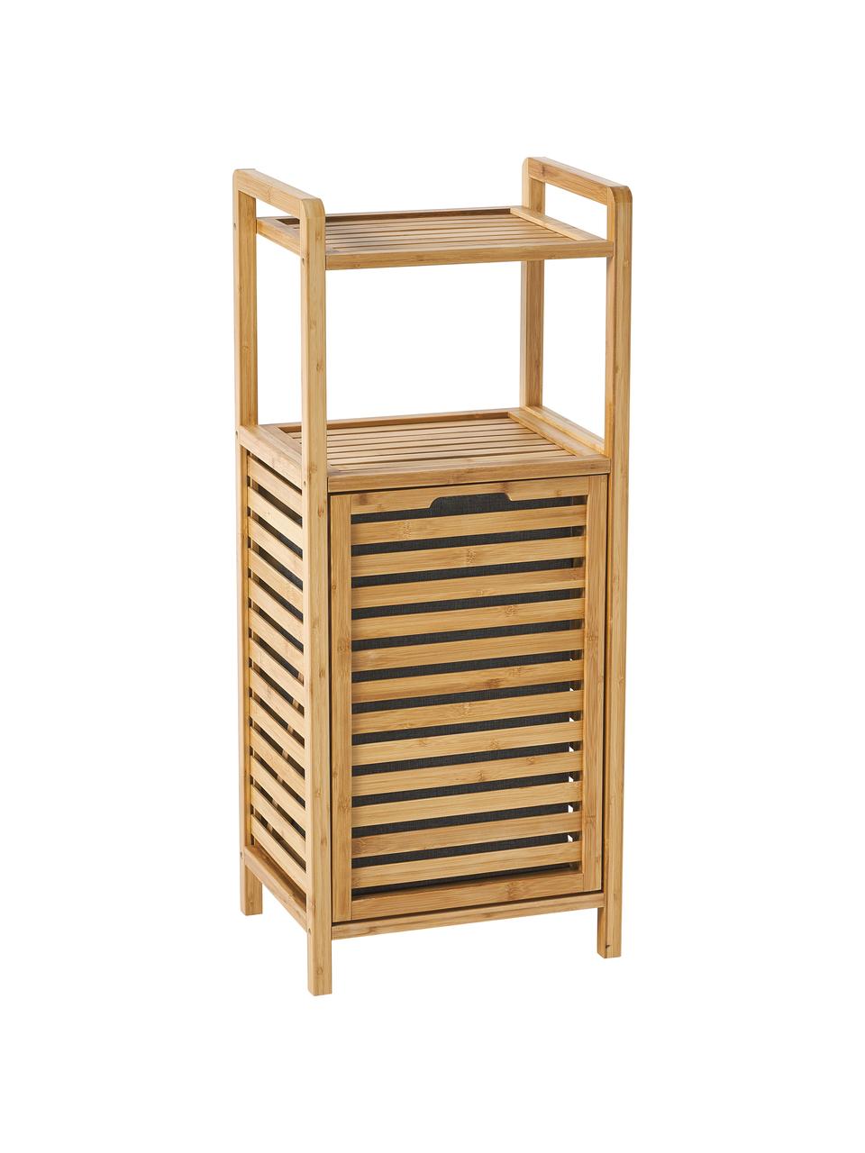 Estanteria de baño con cesta de lavandería Kit, Estructura: madera de bambú con certi, Cesta: polipropileno, poliéster , Madera clara, An 40 x Al 95 cm