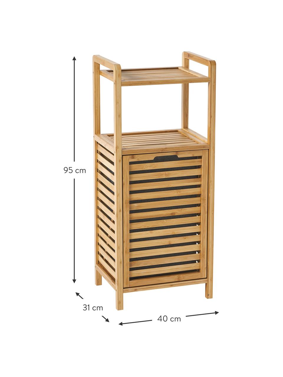 Koupelnová police s košem na prádlo Kit, Světlé dřevo, Š 40 cm, V 95 cm