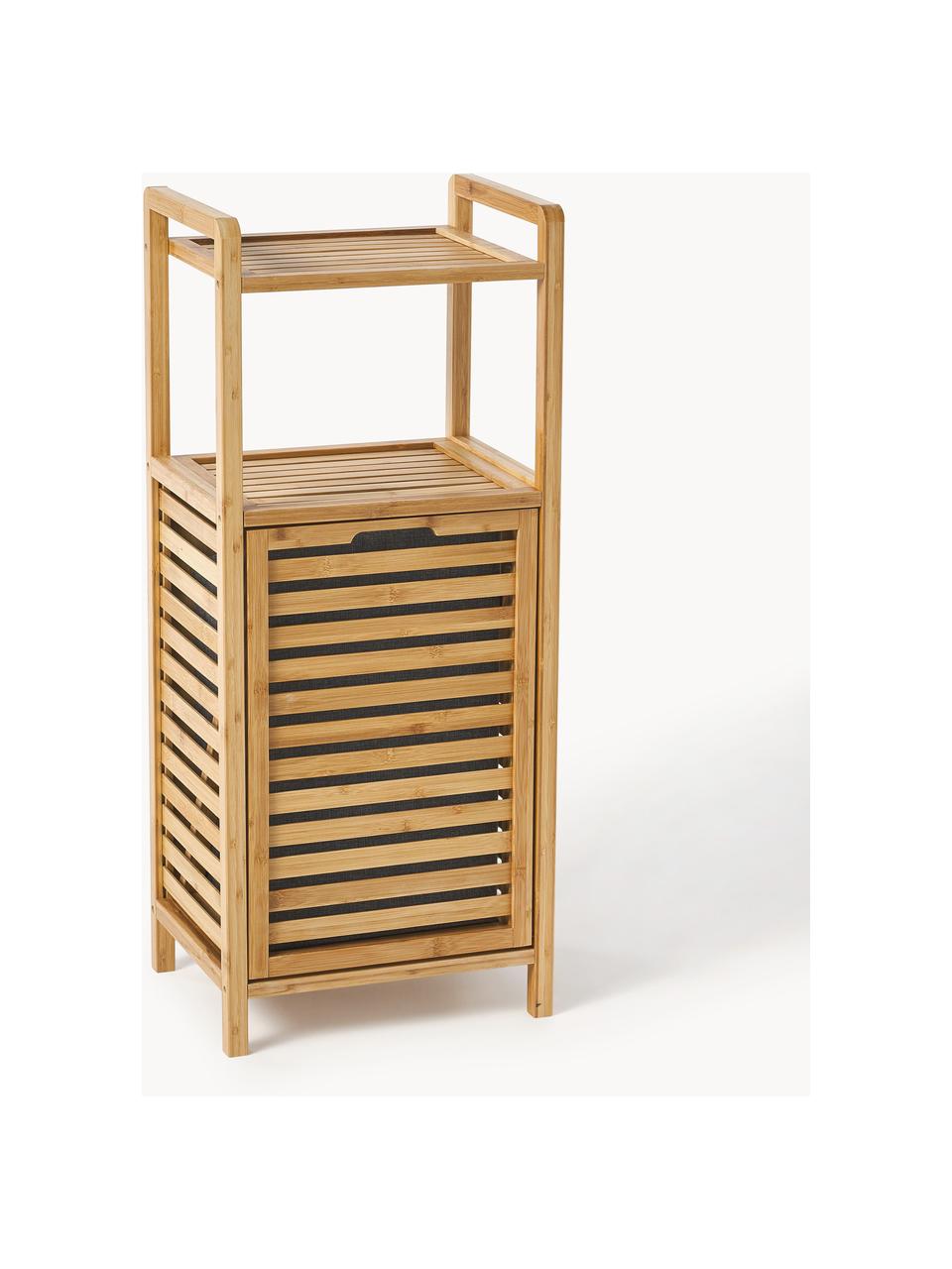 Estanteria de baño con cesta de lavandería Kit, Estructura: madera de bambú, tablero , Cesta: polipropileno, poliéster , Madera de bambú, An 40 x Al 95 cm