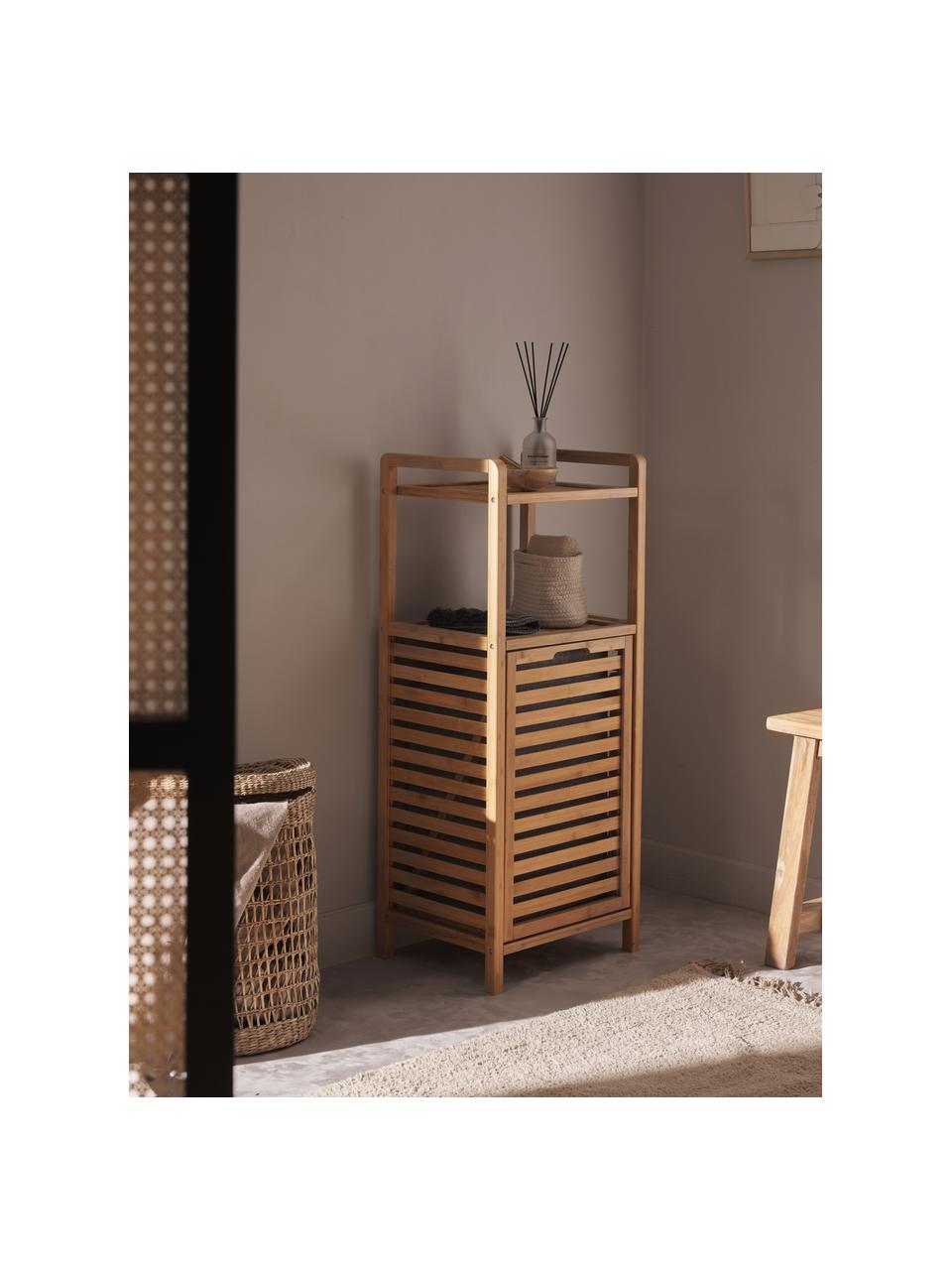 Kosz na pranie z półką Kit, Stelaż: drewno bambusowe z certyf, Drewno bambusowe, S 40 x W 95 cm