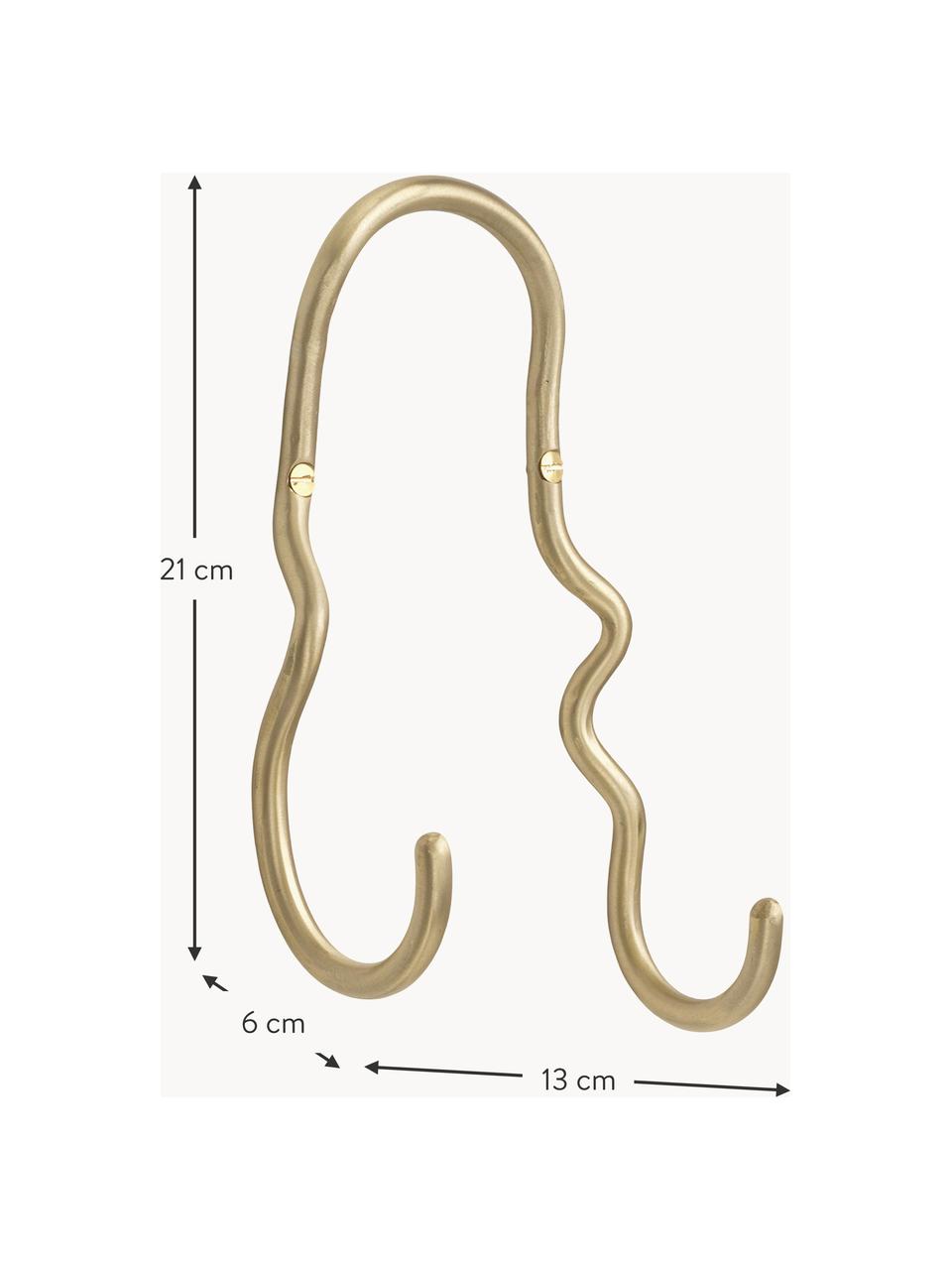 Handgefertigter Messing-Wandhaken Curvature, Messing, Messing, matt, B 13 x H 21 cm