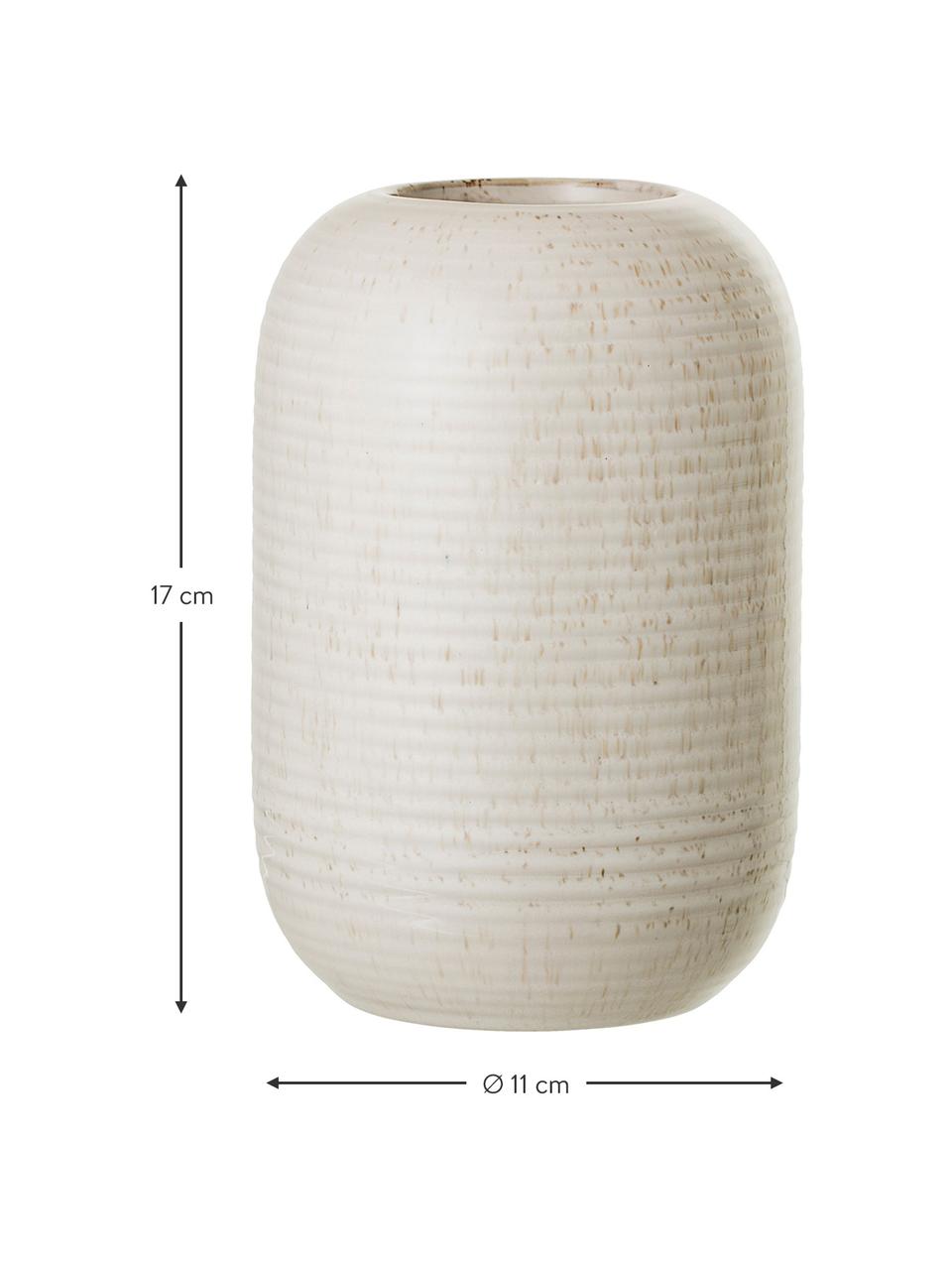 Vase Aya aus Steingut in Beige, Steingut, Beige, Ø 11 x H 17 cm