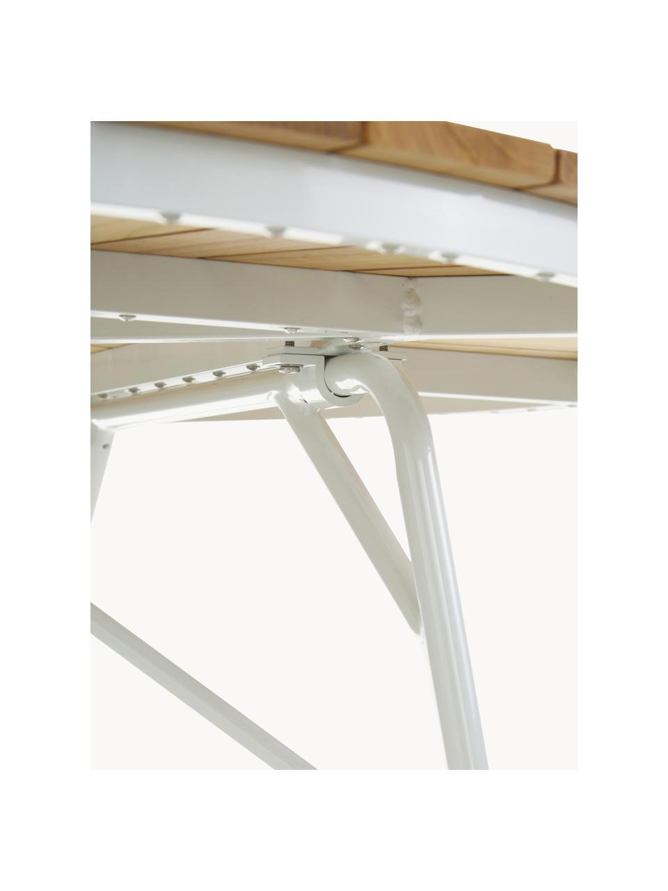 Table de jardin ronde en bois de teck Ellen, tailles variées, Teck, blanc, Ø 150 x haut. 73 cm