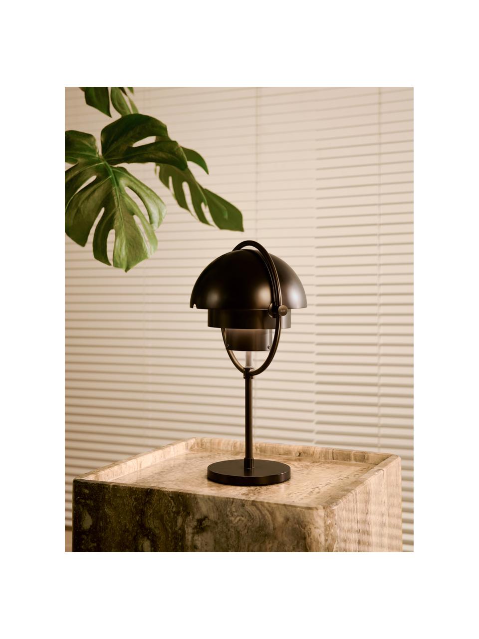 Lampada da tavolo portatile con luce regolabile Multi-Lite, orientabile, Ottone rivestito, Nero opaco, Ø 15 x Alt. 30 cm