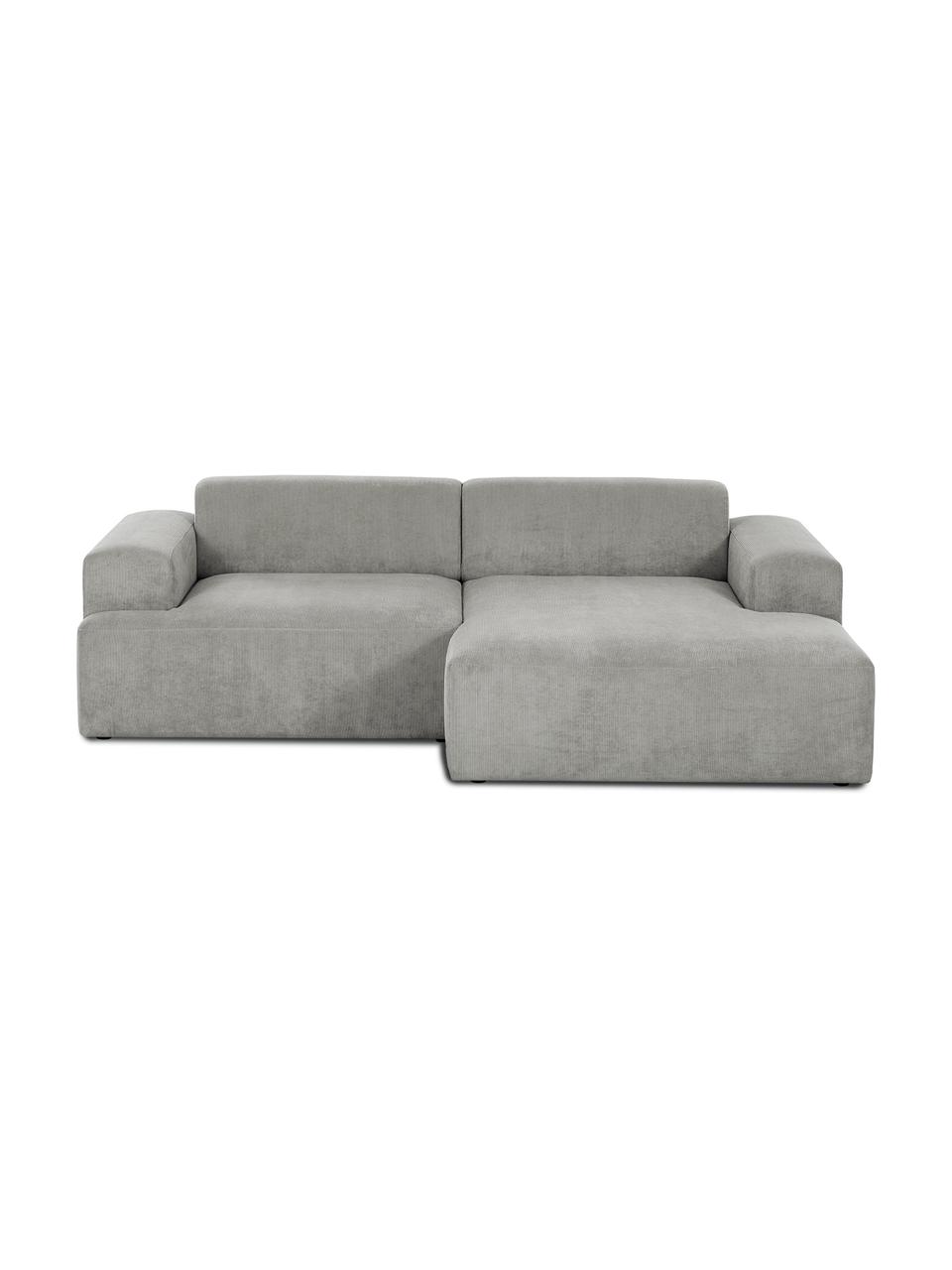 Sofa narożna ze sztruksu Melva (3-osobowa), Tapicerka: sztruks (92% poliester, 8, Nogi: drewno sosnowe Nogi znajd, Sztruks szary, S 240 x G 144 cm