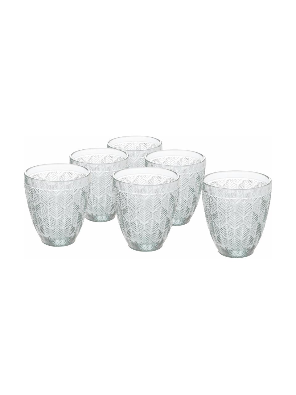 Vasos Bali Leaf, 6 uds., Vidrio, Transparente, Ø 10 x Al 10 cm