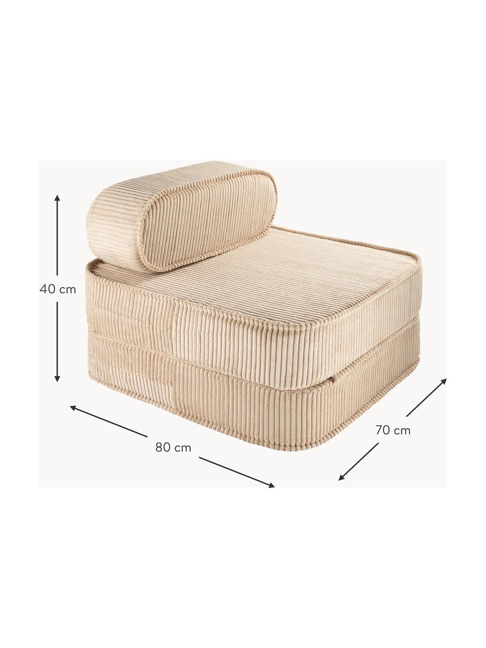 Fauteuil pliant en velours côtelé pour enfant Sugar, Velours côtelé beige, larg. 60 x prof. 65 cm