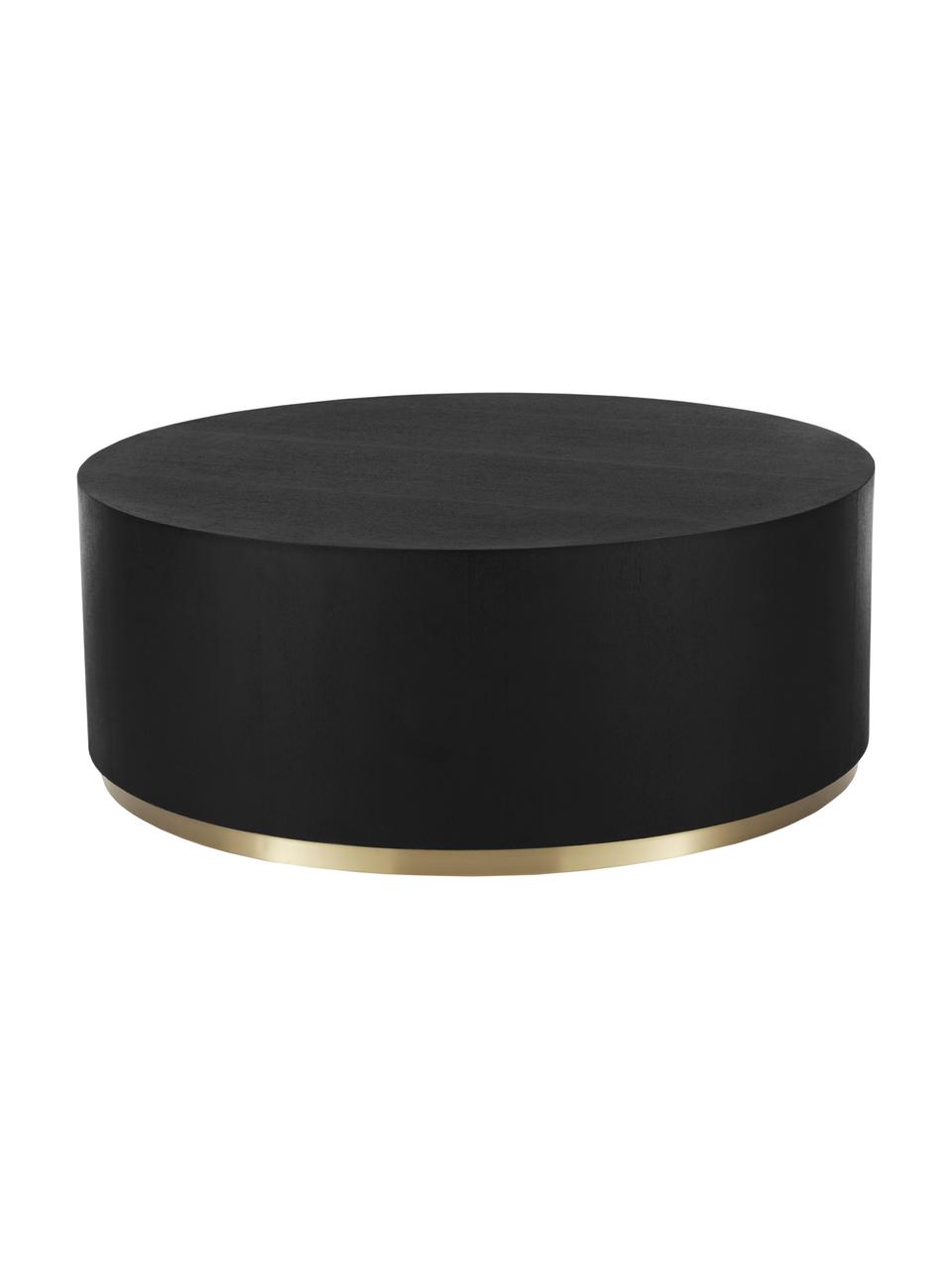 Grande table basse ronde Clarice, Noir, couleur dorée