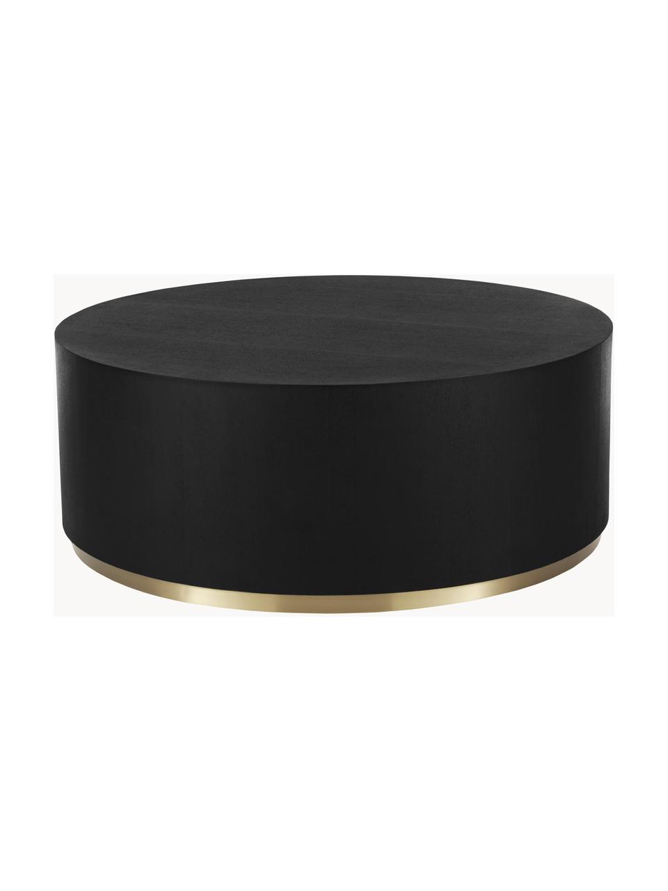 Okrągły stolik kawowy XL Clarice, Korpus: płyta pilśniowa średniej , Noga: metal powlekany, Czarny, odcienie złotego, Ø 90 cm