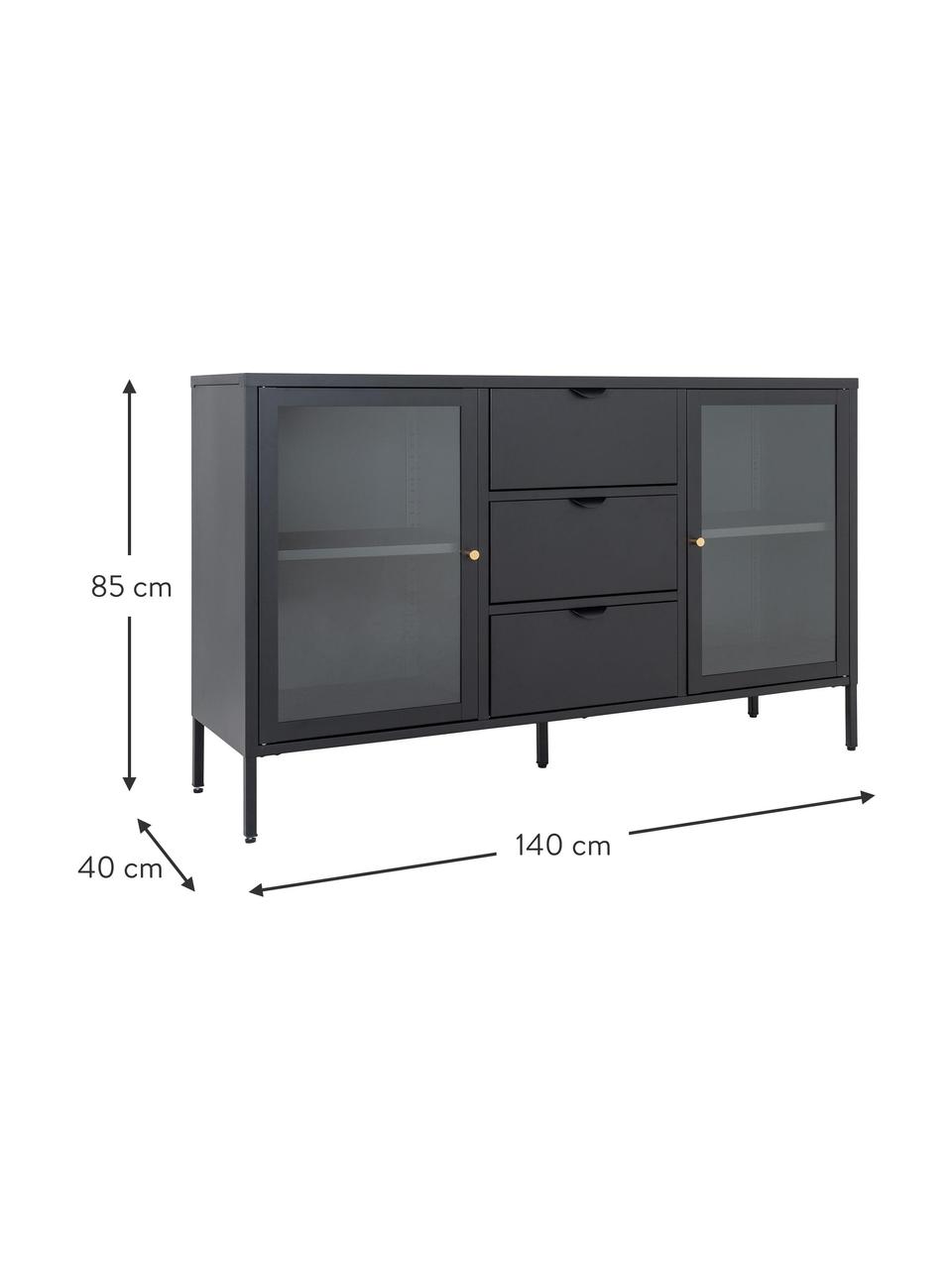 Enfilade Dalby, Noir, larg. 140 x haut. 85 cm