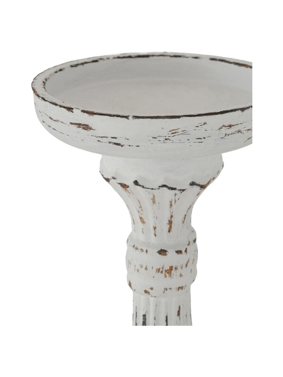 Candelabro de madera Dinah, Tablero de fibras de densidad media (MDF) recubierto, Blanco crudo, marrón, Ø 11 x Al 34 cm