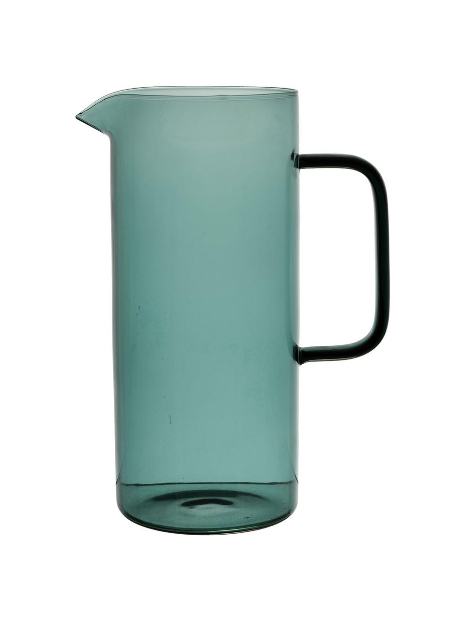 Pichet en verre turquoise poignée noire Dilacia, Verre borosilicate, Turquoise, transparent, 1 l