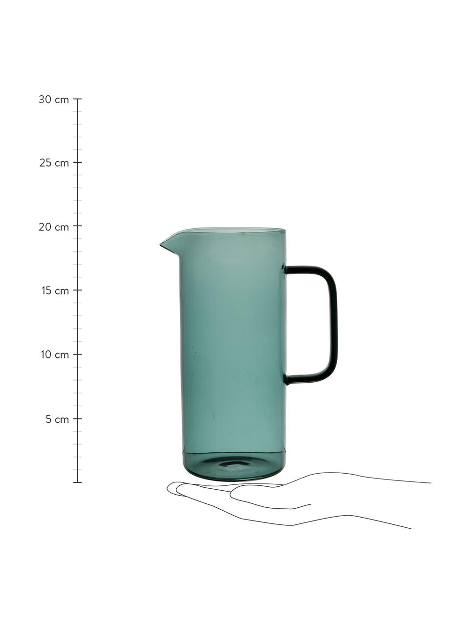 Karaf Dilacia in turquoise van glas met zwarte grip, Borosilicaatglas, Turquoise, transparant, 1 L