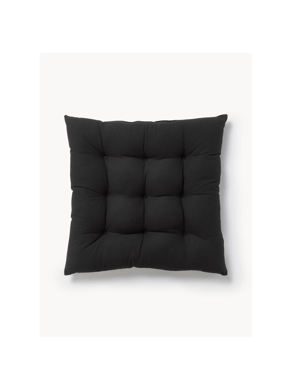 Cojines de asiento Ava, 2 uds., Funda: 100% algodón, Negro, An 40 x L 40 cm