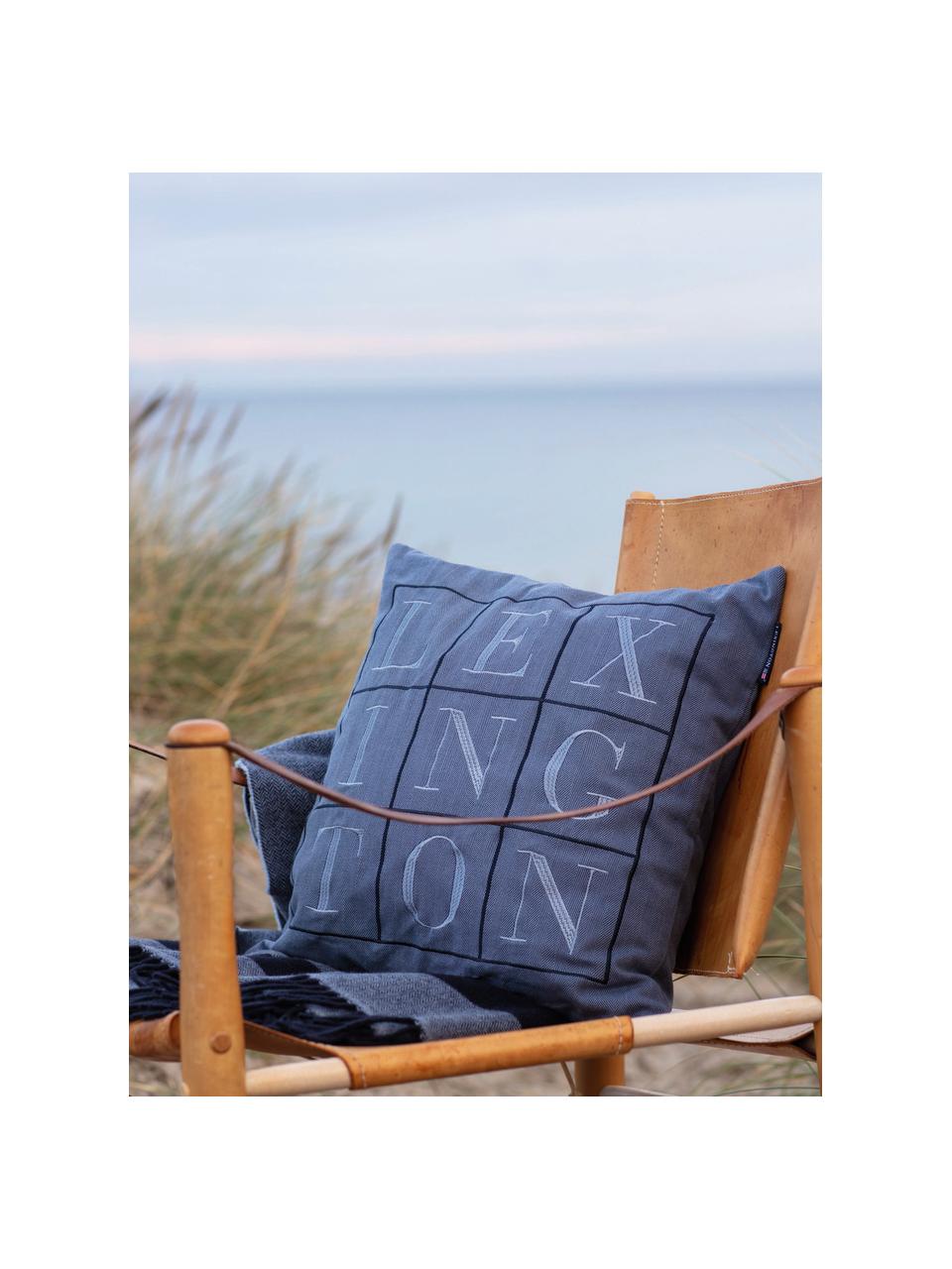 Housse de coussin 50x50 Herringbone, Tons bleus