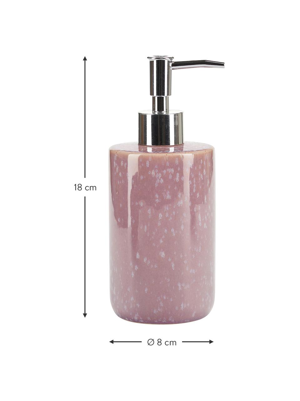 Keramische zeepdispenser Mineral in roze, Keramiek, Lila, roze, Ø 8 x H 18 cm