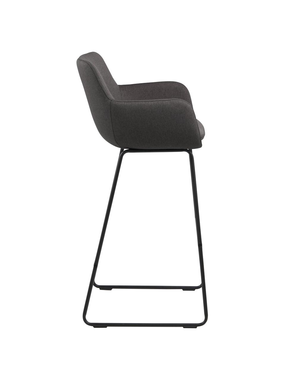 Taburetes altos Lisa, 2 uds., Tapizado: poliéster, Estructura: metal, pintura en polvo, Gris oscuro, negro, An 52 x Al 100 cm