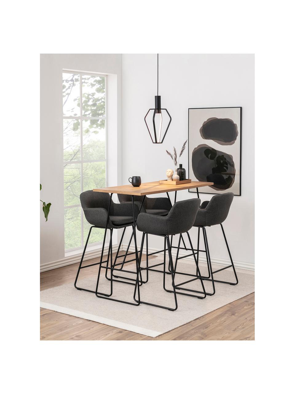 Sedia da bar Lisa 2 pz, Rivestimento: poliestere, Struttura: metallo verniciato a polv, Grigio scuro, nero, Larg. 52 x Alt. 100 cm
