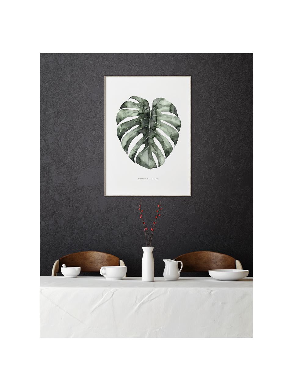 Poster Urban Monstera, Stampa digitale su carta, 200 g/m², Bianco, verde, Larg. 21 x Alt. 30 cm