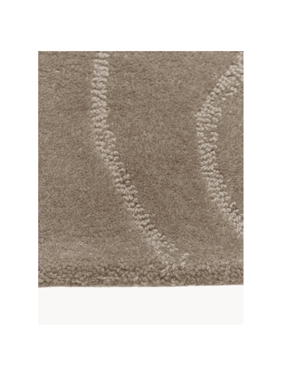 Wollen loper Aaron, handgetuft, Onderzijde: 100% katoen Bij wollen vl, Taupe, B 80 cm x L 250 cm