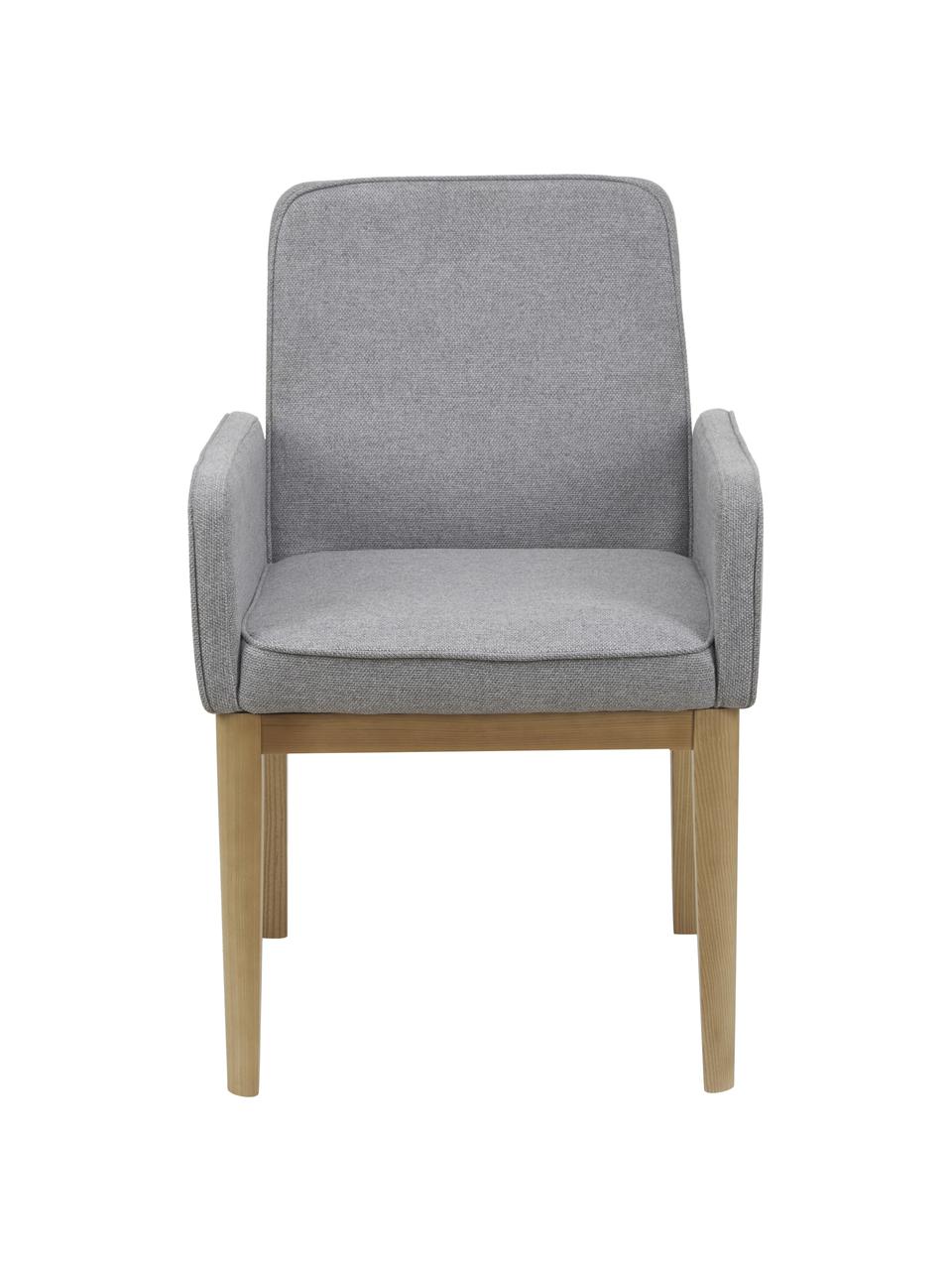 Gestoffeerde fauteuil Koga in grijs, Bekleding: 100% polyester De slijtva, Poten: essenhout, Frame: metaal, Geweven stof grijs, B 54 x H 86 cm