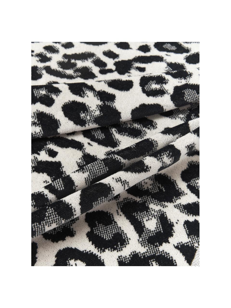 Fouta léopard Dale, Noir, blanc, larg. 90 x long. 170 cm