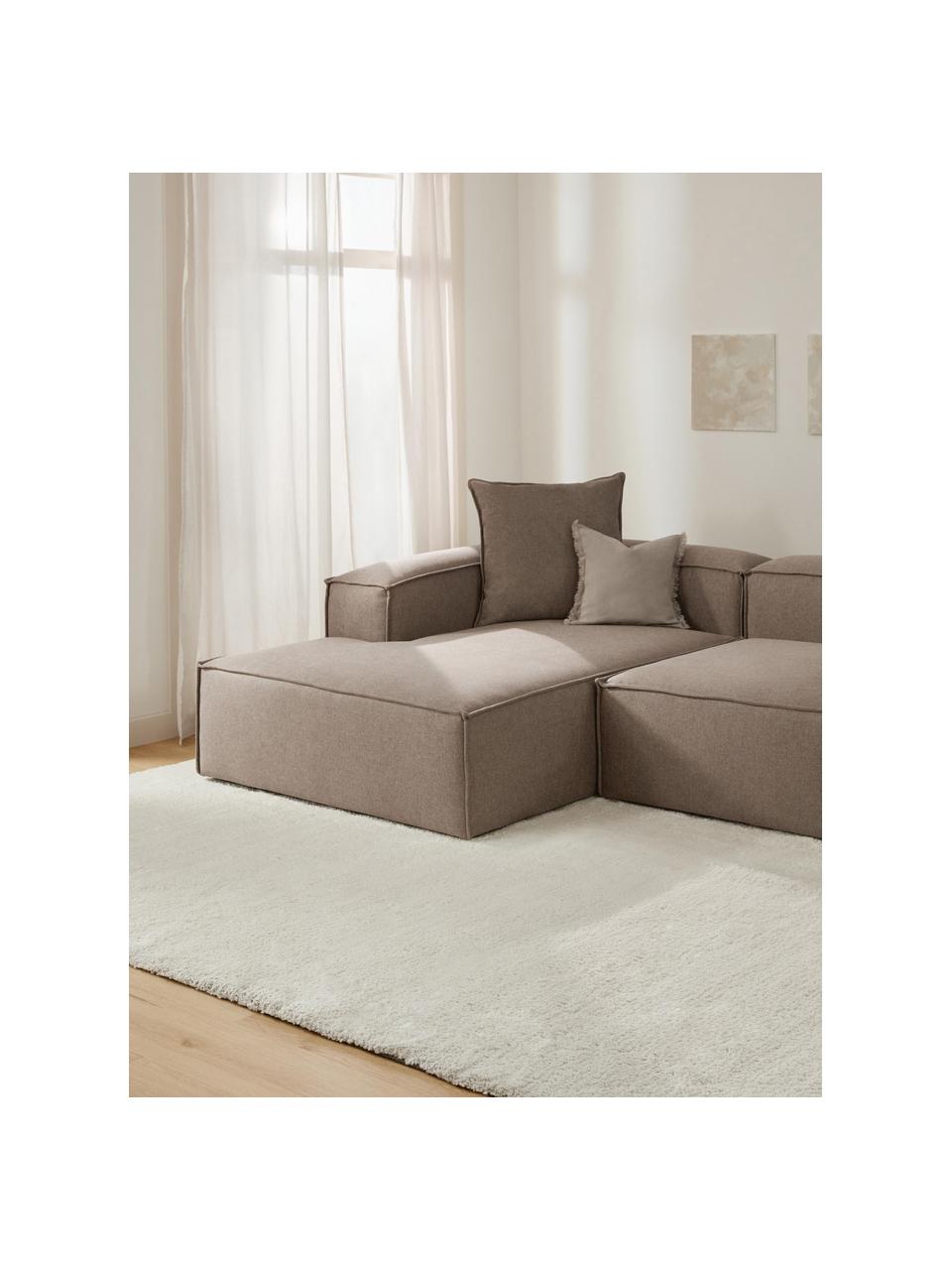 Ottomane-Eckmodul Lennon, Bezug: 100 % Polyester Der strap, Gestell: Massives Kiefernholz FSC-, Webstoff Taupe, B 119 x T 180 cm, Eckteil links