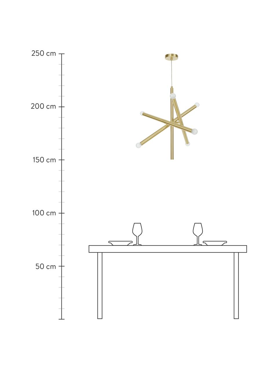 Design hanglamp Sticks, Baldakijn: geborsteld metaal, Vermessingd, B 60 cm