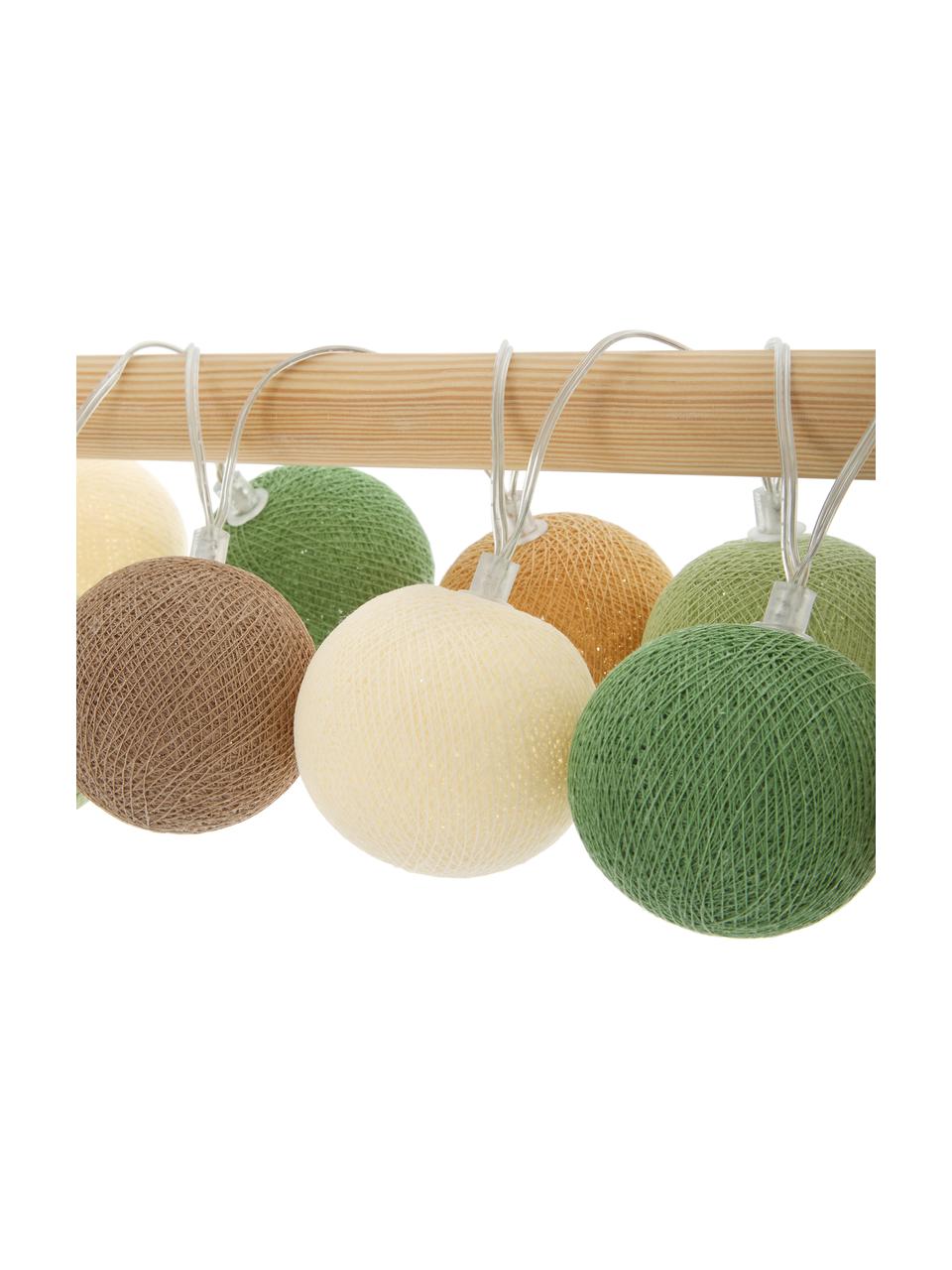 Ghirlanda a LED Colorain, 378 cm, 20 lampioni, Lanterne: poliestere, certificate W, Beige, tonalità marroni e verdi, Lunghezza 378 cm