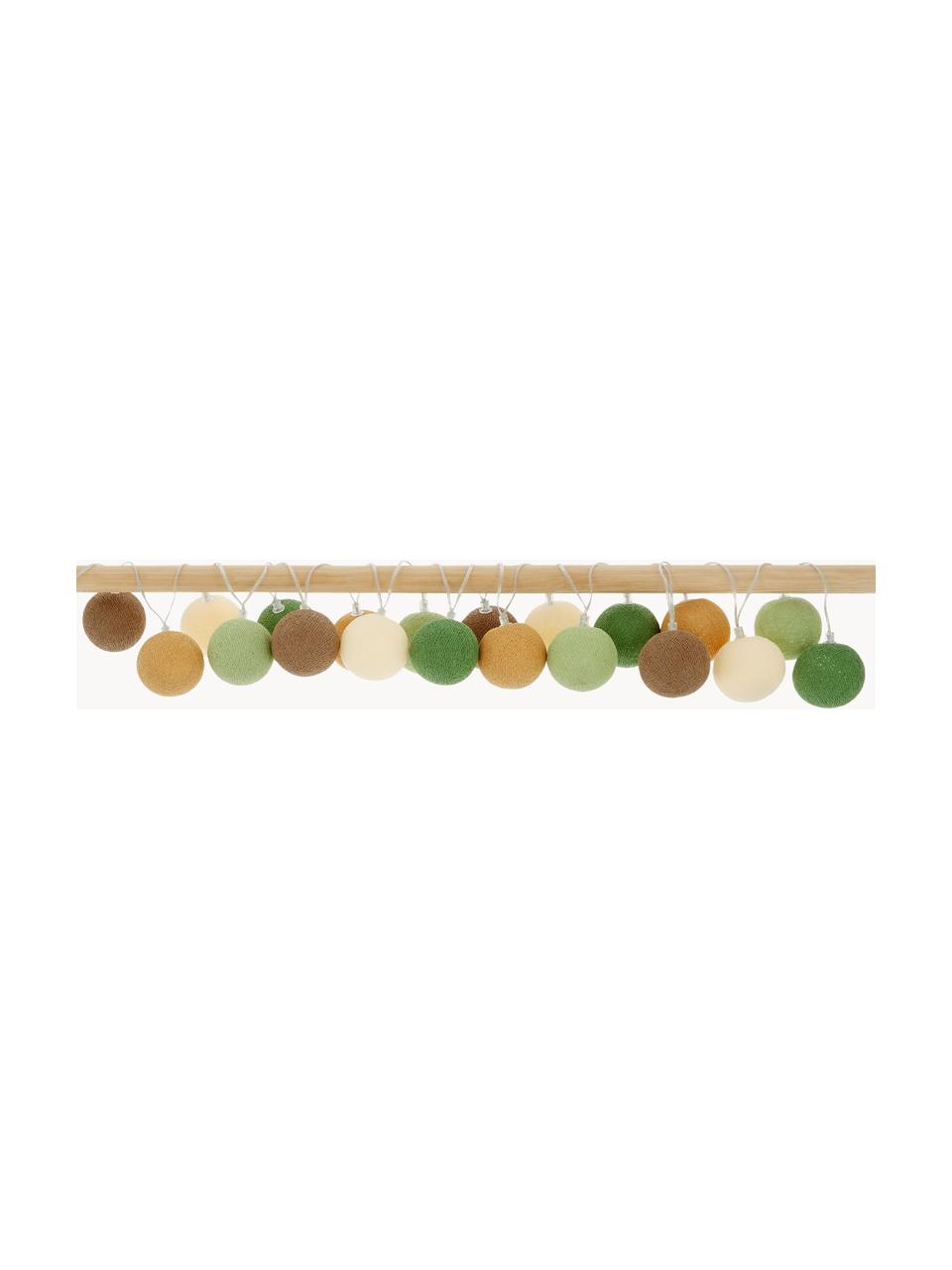 LED lichtslinger Colorain, 378 cm, Lampions: polyester, WFTO gecertifi, Beige, bruin-, groentinten, L 378 cm