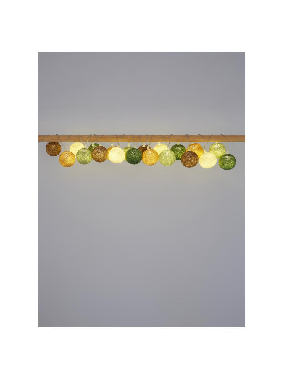 LED lichtslinger Colorain, 378 cm, Lampions: polyester, WFTO gecertifi, Beige, bruin-, groentinten, L 378 cm
